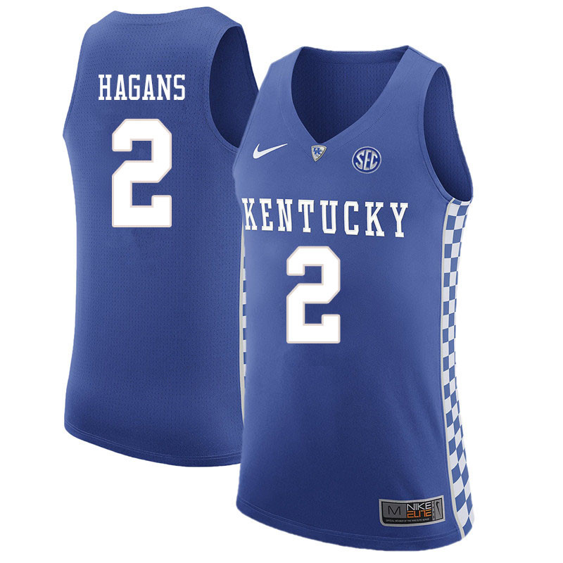 Men #2 Ashton Hagans Kentucky Wildcats College Basketball Jersyes Sale-Blue